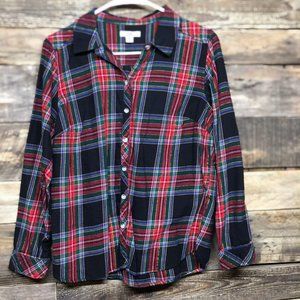 Croft and Barrow Women's Christmas Plaid Button Down Long Sleeve Shirt  Size Pet